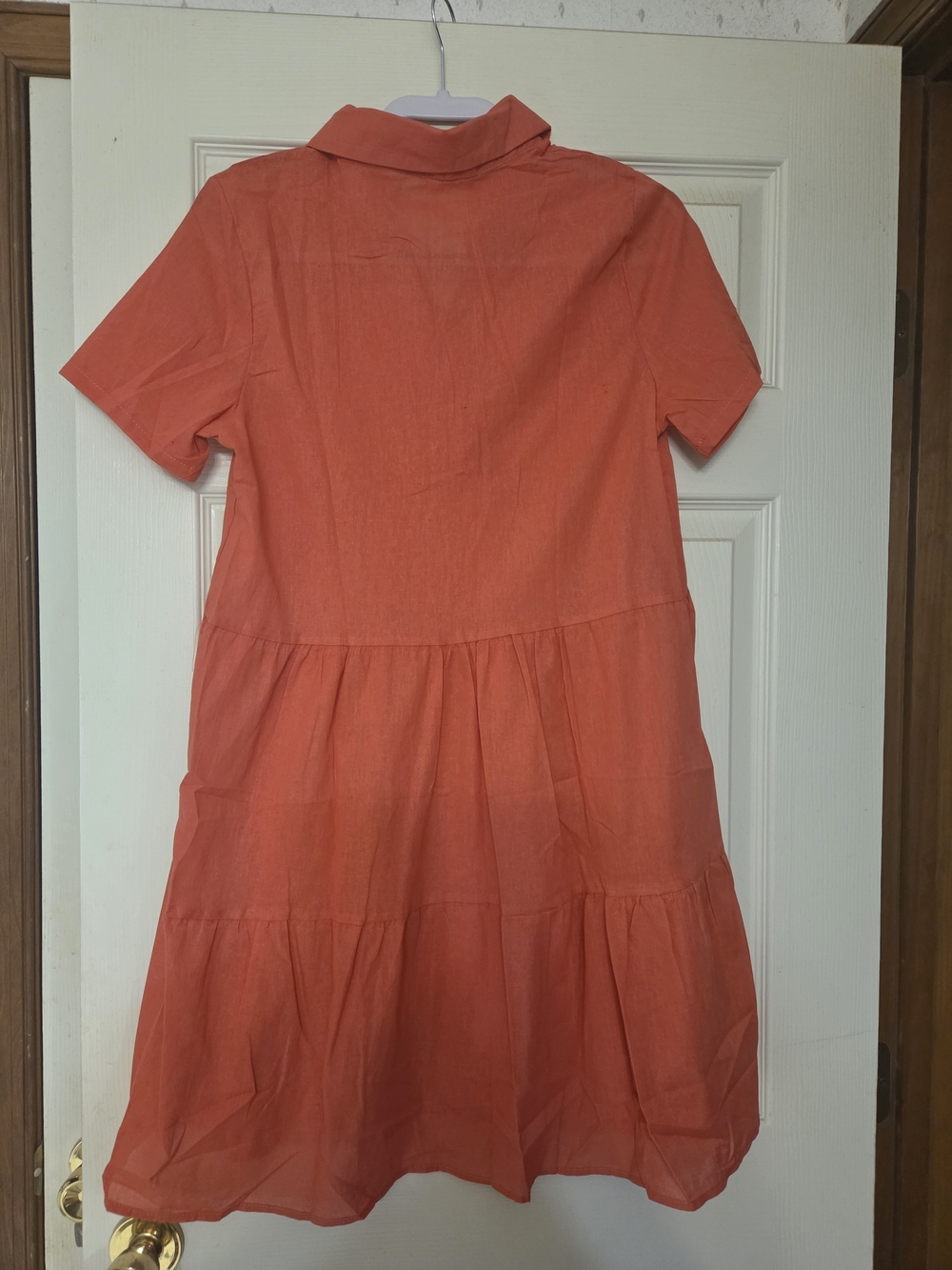 Coral Tiered Short-Sleeve Dress